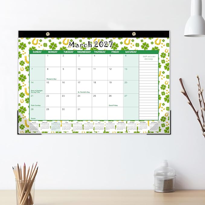 GuassLee Desk Calendar 2026-2027, Desktop Calendar Monthly Pages 17" x 11.5" Runs from Jun.2026 to Dec. 2027-19 Monthly Hanging Calendar with Corner Protectors for School, Home and Office