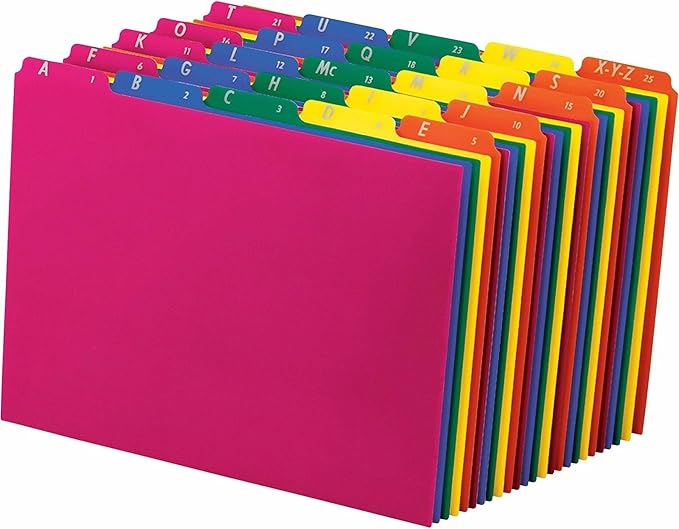 Pendaflex 40142 Top Tab File Guides, Alpha/A-Z 1/5 Tab, Polypropylene, Letter (Set of 25) (Pack of 6)
