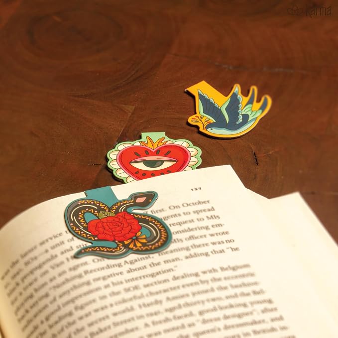 Karma, Magnetic Bookmarks Set of 3, Cute Bookmarks for Women, Page Markers for Students Teachers Reading, Teapots