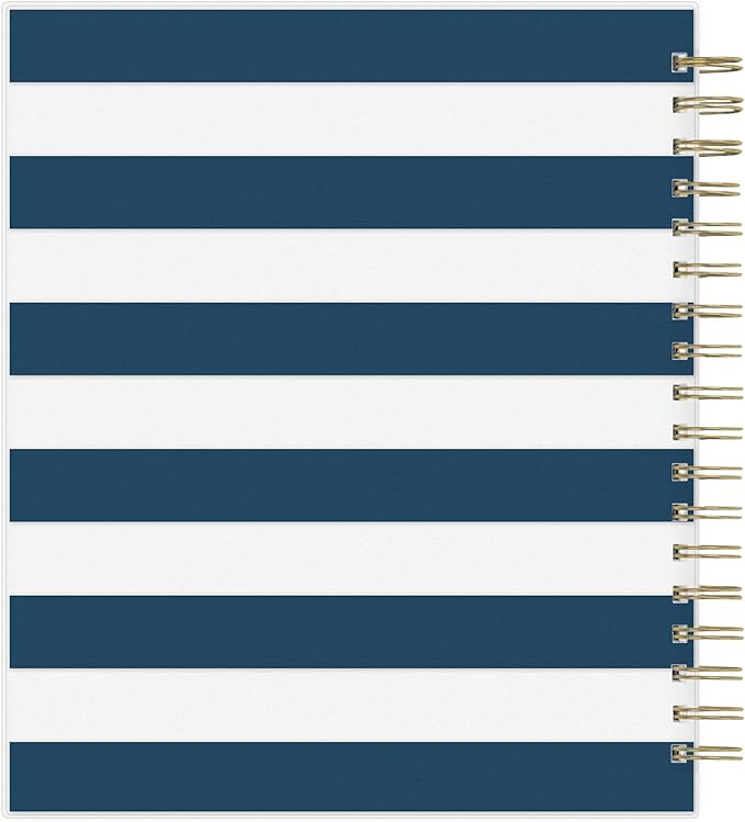 Blue Sky Day Designer 2024 Daily and Monthly Planner, 8" x 10", Frosted Cover, Wirebound, Navy Stripe (142098-24)