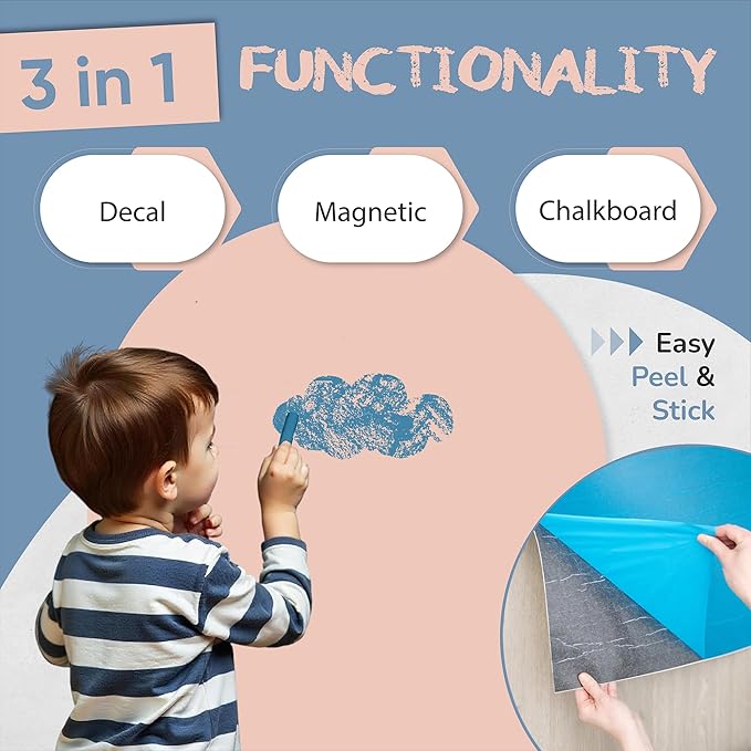 YOUNGJQ Magnetic Arch Wall Decal, Magnetic Chalkboard for Wall 39" x 18" Adhesive Backing Wallpaper for Playroom Home(Camel Blush)