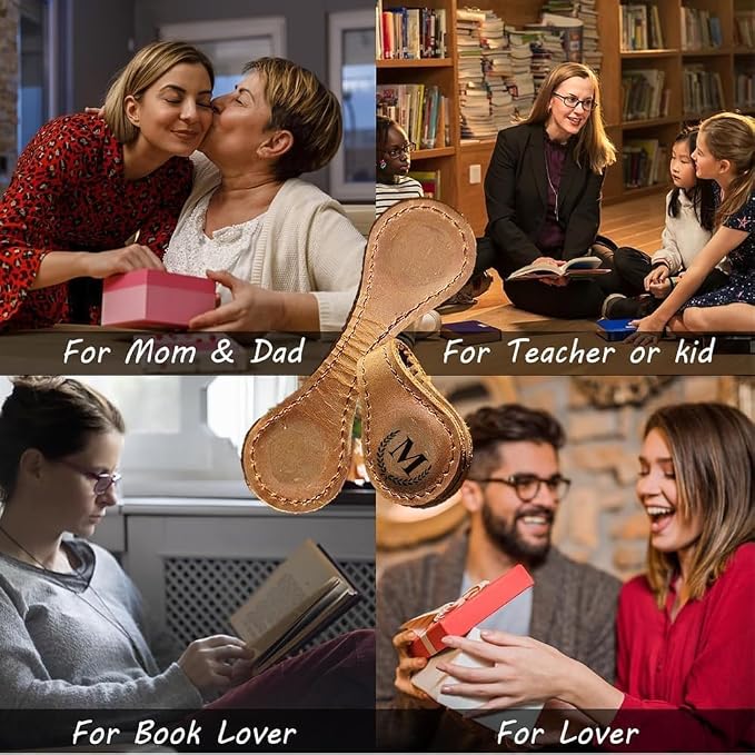 Personalized Magnetic Leather Bookmark, 26 Letter Initial Bookmarks, Multi-Functional for Women, Teachers, Book Lovers (L, Black)