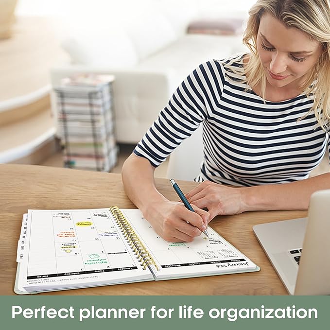 2026 Planner, Weekly and Monthly Calender Planner, Jan 2026 to Dec 2026, Hardcover 2026 Calendar Book with Tabs & Inner Pocket, Office Home School Supplies for Women & Men - A5 (6.3" x 8.5"), Mint