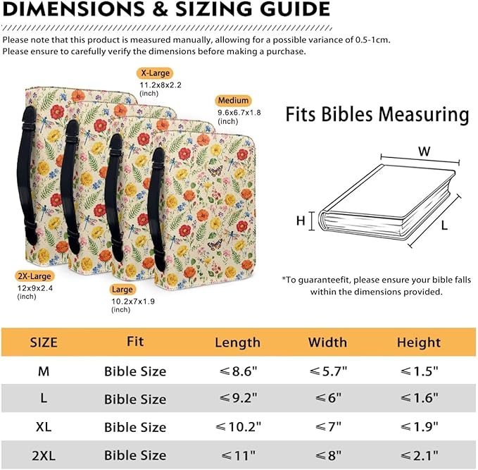 Bible Cover Case for Women,Daisy Print Carrying Book Case for Bible Accessories Leather Carrying Cases with Handle&Zippered Pocket A Christian Gift for Women-XL