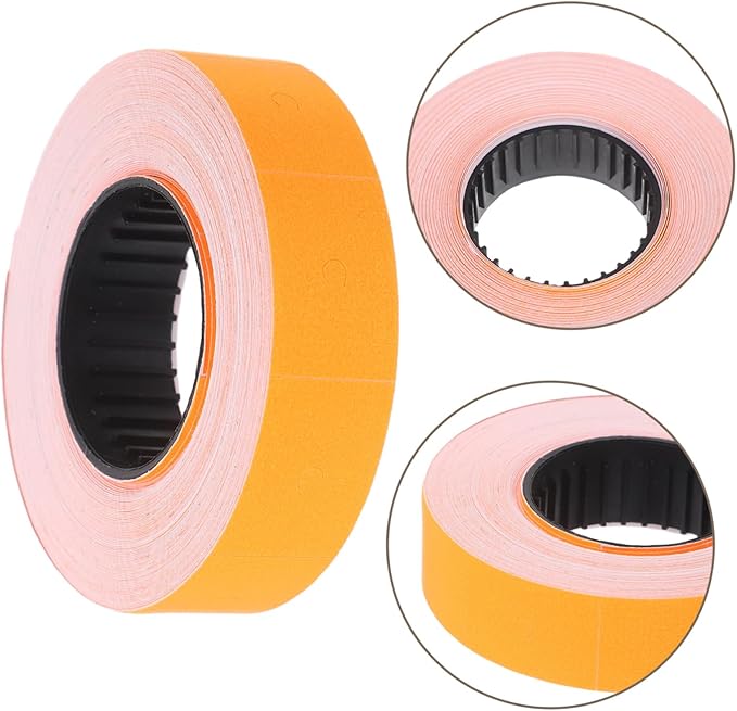 10rolls Double Line Price Label Paper Orange Price Tag Stickers Roll for Marker Accessories Easy to Use Enhanced Organization Labels Per Roll
