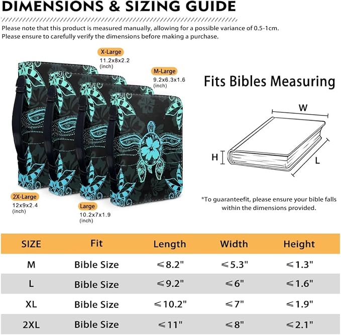 Sea Turtle Bible Cover Case Book Protector for Book Lovers Bible Cover Vegan Leather Carrying Book Case Sea Turtle Bible Study Accessories Supplies Size:XL