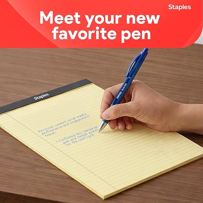 STAPLES Retractable Gel Pens, Medium Point 0.7mm, Blue Ink, 12 Pack – Sonix Smooth‑Writing Gel Pens with Rubberized Grip