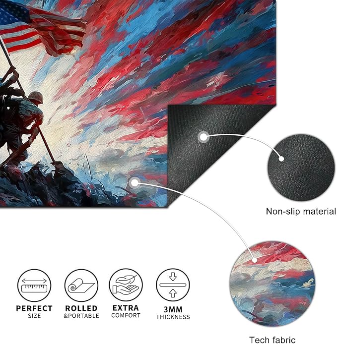 HOMETITUTE XL Mouse Pad 31.5 x 11.8 Inch Soldiers Raising American Flag Desk Mat Large Extended Gaming Mousepad Waterproof Non Slip Desk Pad Keyboard Mat Office Computer Accessories