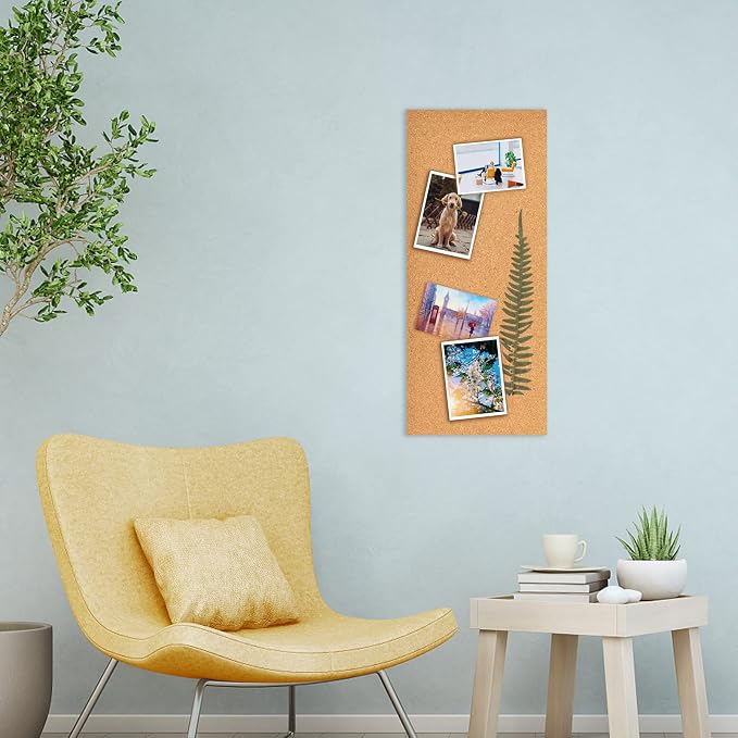 17x8 Cork Board Tiles Bulletin Board, 1/2" Thick Self-Adhesive Cork Boards for Walls, Cork Tiles Vision Board for Home, Office, School, Bulletin Board Decorations(12mm,2pc)