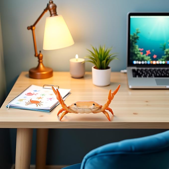 Creative Crab Pen Holder Weightlifting Crabs Pen Stand Storage Rack, Office Desktop Decoration, Pencil Holders Desk Supplies Holders and Dispensers, Desk Accessories and Workspace Organizers (Red)