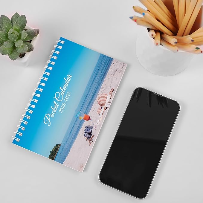 KONVINIT Pocket Calendar 2025-2027, Small Pocket Calendar 2026 for Purse - 3.5”×6.5” - Runs from July 2025 until December 2027, 2026 Monthly Planner with Coil for Organizing
