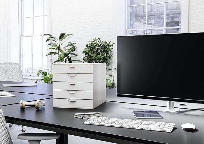Durable Varicolor 5 Drawer Unit - White Desktop Drawer Set with 5 Color Coded Draws - Letter to Folio Size Files - Perfect for Storing Documents and Paper Work