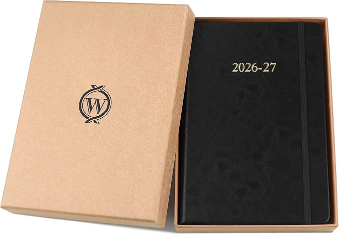 Wykeham's Executive 2026-27 Daily Journal Planner – Customization Available – Mid-Year Academic Diary – July 2026 to June 2027 (Black, 8.5"×5.5")