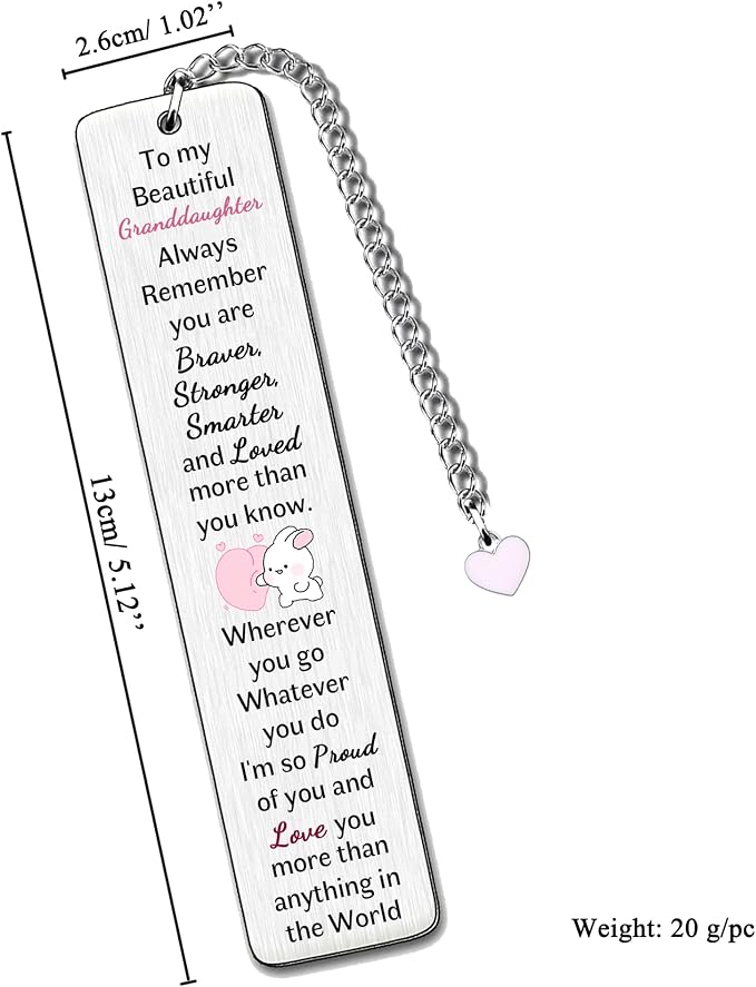 Granddaughter Bookmarks Graduation Gift Inspirational Go to University Encourage Keepsake Birthday Gift Christmas Woman Teens Long Distance Accompany Back to School Present Appreciate Book Accessory