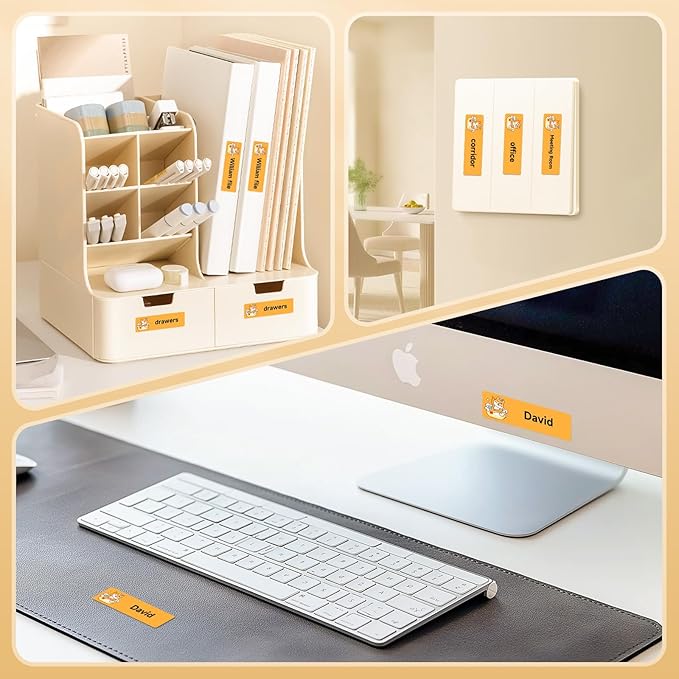 Thermal Labels DETONGER 1/2 Width Compatible Tape Refills Label Stickers Film Coatedfor Label Maker Tapes Home Office School Business Use Sticky Liquid-Proof 0.5"×1.6"(12×40mm) Dog