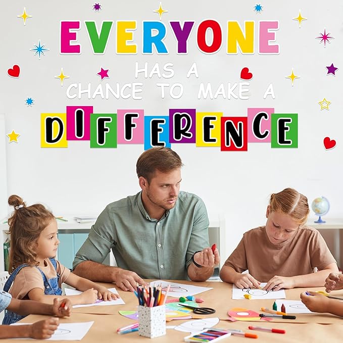 Justforjoyful Motivational Bulletin Board Decoration Set Classroom Inspirational Quotes Everyone Has a Chance to Make a Difference Classroom Cutouts for Elementary School Bulletin Board Wall Supplies