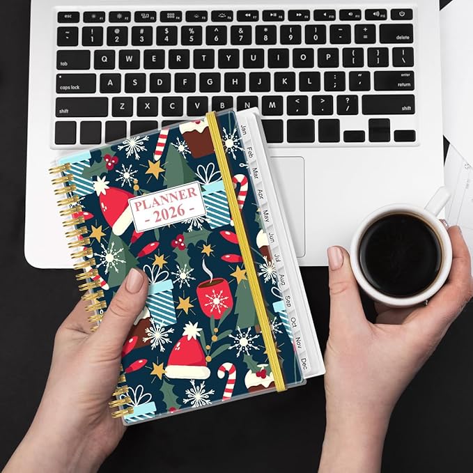 2026 Planner - Planner 2026 from January 2026 - December 2026, Weekly & Monthly Planner Spiral Bound with 12 Monthly Tabs, Inner Pocket, 6.4" x 8.5", Christmas Tree