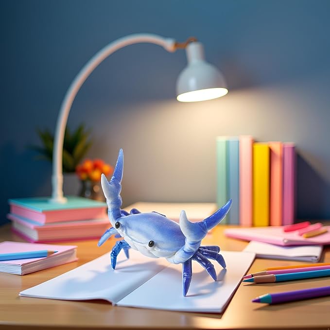 Crab Pen Holder,Cute Storage Rack Creative Desk Pen Stand Weightlifting Crabs Pen Rack Office Home Desktop Decoration Stationery Gift,Pencil Holders Desk Supplies Holders and Dispensers (Blue)