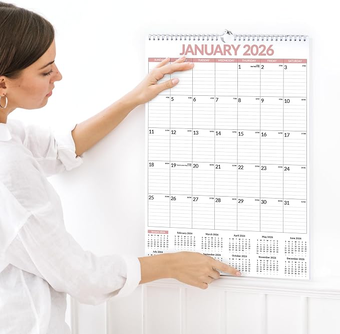2026 Calendar, Forvencer Large Wall Calendar 2026, 12" x 17", Jan 2026 to Jun 2027, 18-Month Calendars with Stickers, Vertical Hanging Spiral Calendar Planner, Thick Paper, Ruled Blocks, For Family, Office & Seniors