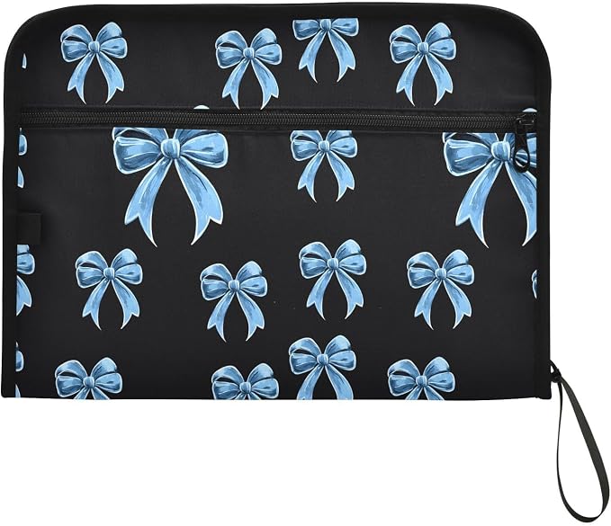 ALAZA Blue Bow Tie Black 13 Pocket Expanding File Folder with Labels, Accordion File Folder File Organizer Letter A4 Paper for Office School Student