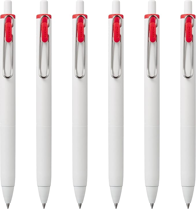 Uni-Ball one Retractable Gel Pens, Ultra Micro Point (0.38mm), Red Ink, 6 Pens