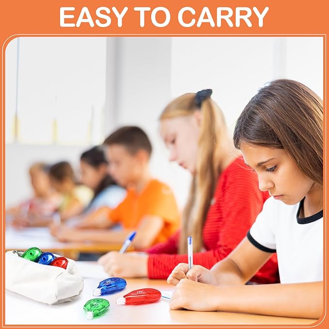 Fullhawl 60 Pack White Correction Tape Bulk 19.7 ft Red Green and Blue Correction Strips Easy to Use Applicator for Office Supplies