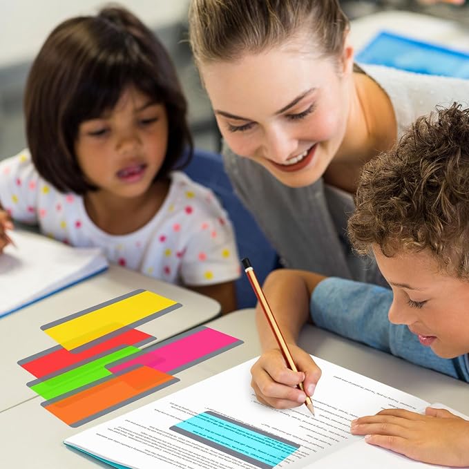Zonon 24 Pieces Guided Reading Highlight Strips with 2 Sizes Colored Overlay Highlight Bookmarks for Children and Teacher Supply Guided(12 Standard Size and 12 Large Size)