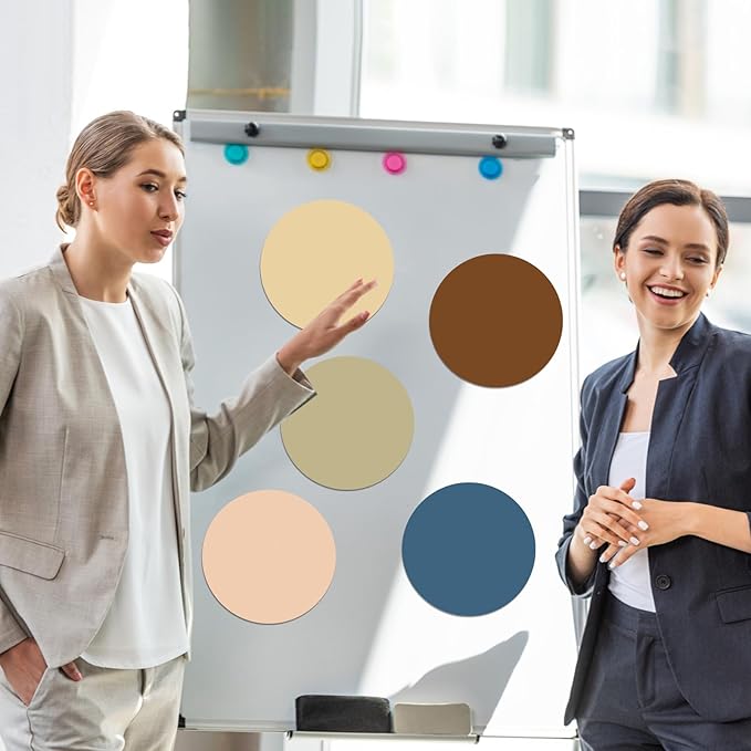 Lincia 24 Pack Erase Dots Circles Colorful 10.5 Inch Removable Vinyl Spot Dry Erase Desktop Writing Spots Set for Classroom Desk Wall Table Teacher Students School Home Desk Wall(Boho)