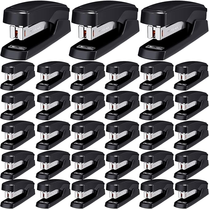 Desktop Stapler School College Office Supplies Portable Durable Staplers for Desk Accessories Heavy Duty Stapler with 25 Sheet Capacity for Home Classroom Office Teacher (Black, 30 Pcs)