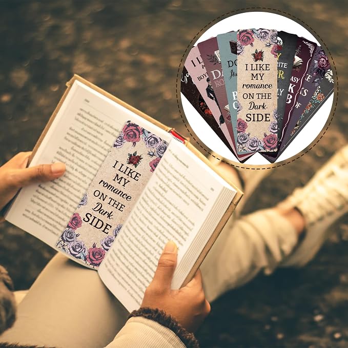 Wxiben Dark Romance Bookmarks Gifts - 20PCS Gothic Book Marks Skeleton Flower Book Markers Double Sided Romantasy Bookmarks Gift for Women Girls Dark Romance Reader Book Lovers Students Teachers