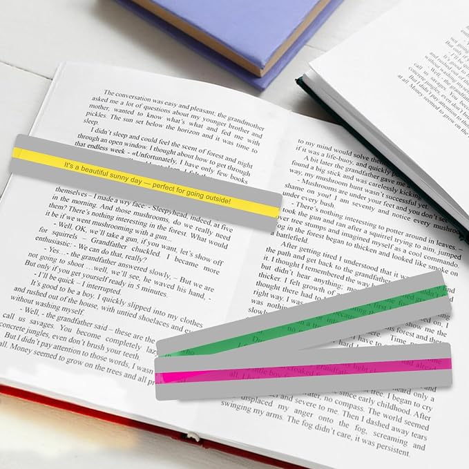 Guided Reading Strips & Highlight Strips, Reading Assistance Strips for Home Study, Dyslexia Reading Tools, Color Overlays for Dyslexia, Improve Focus & Comprehension, Colored, (8 Pieces)