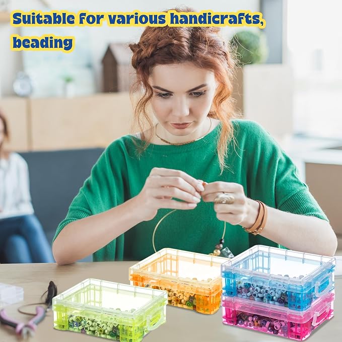 Suzile 40 Pcs Plastic Crayon Boxes Holds 24 Crayon with Snap Lid Storage Container Clear Stackable Case for School Office Classroom Supplies Pen Pencil Craft(Clear, Red, Green, Blue, Orange)