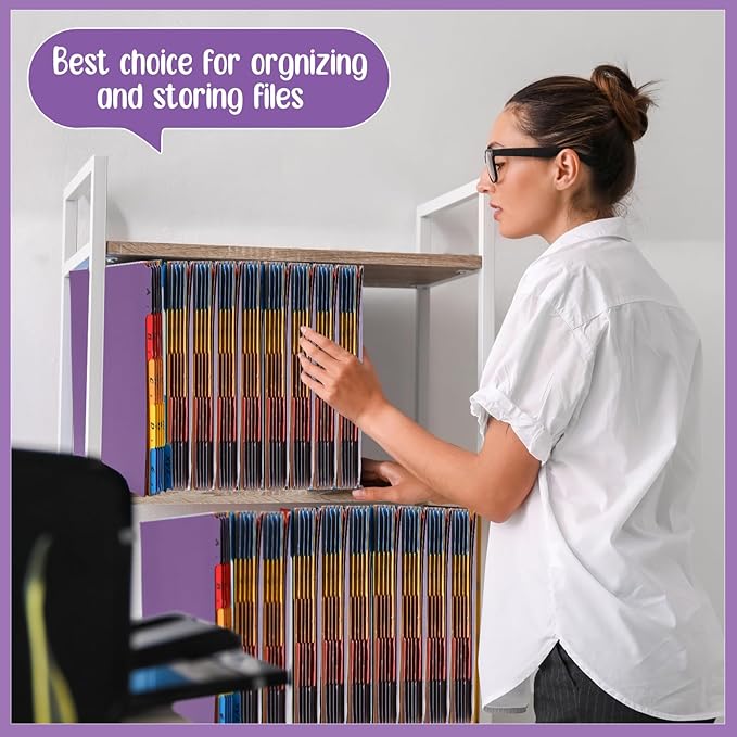 2 Set 50 Pcs Alphabet File Dividers A-z Top Tab Guides Set, Letter Size Filing Organizers 1/5 Cut Alphabetical File Folder Tabs for Home, Office, School(Vivid Colors)