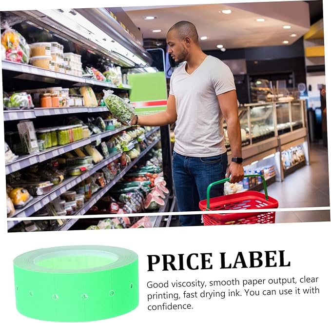 5000pcs Price Tag Paper for Retail Stores Self-Adhesive Cost Marker Labels Easy to Install and Remove for Supermarkets and Food Stores Fluorescent