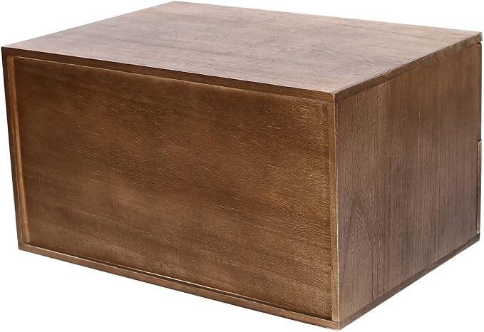 2 Drawer Small Vintage Style Wooden Storage Organizer with Lock for Accessories - Rustic Decorative Box for Office, Desktop Countertop and Incense Storage