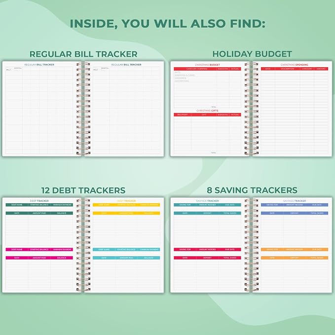 Clever Fox Budget Planner & Monthly Bill Organizer With Pockets. Expense Tracker, Budgeting Journal & Financial Book. Large, 8x9.5" (Mint Green)