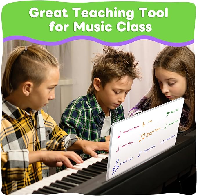12 Pack Keyboard Practice Dry Erase Flash Card, 11”x14” Music Staff Sheets Chart Portable White Board for Music Teacher Supplies Wishlist Student Classroom Must Haves Piano Learning