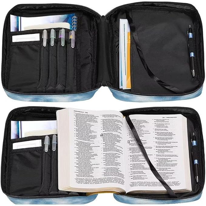 Coldinair Dolphin Bible Covers for Women Men Kids Bible Case with Bookmark Large Carrying Book Case Church Bag Bible Protective with Pocket and Zipper