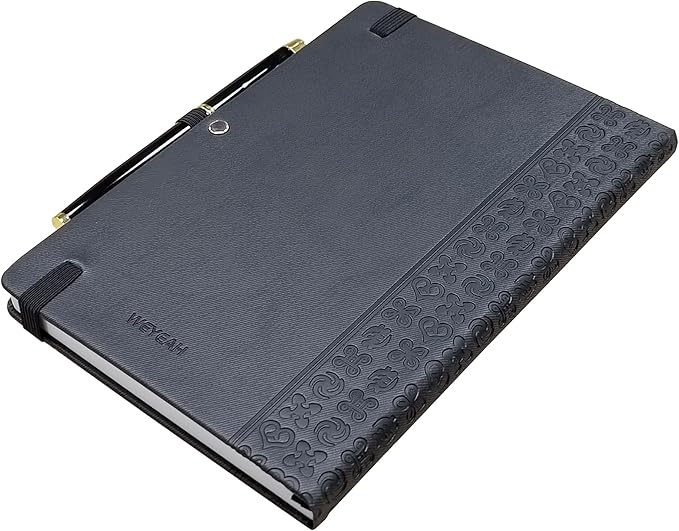 2026 Planner Journal with Yearly, Monthly, Weekly & Daliy Plan Pages, 24 Lined and 24 Dotted Pages, More Functional Pages, 8.5" x 5.75" Medium A5 Size (Black with Pen)