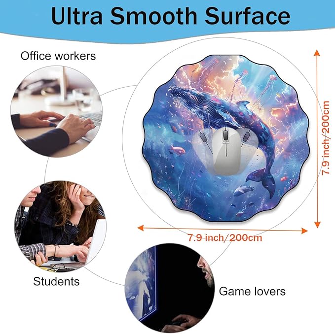 Pen Holder and Anti-Slip Mouse Pad Combination, Makeup Brush Storage Box, Tableware Storage Box, Suitable for Office and Home - Sky Blue Whale