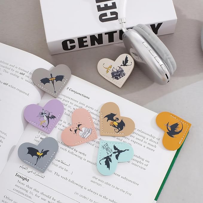 Fourth Wing Leather Bookmark,Cute Heart Bookmark,Suitable for Women Children Reading Accessories for Book Lovers The Students Teacher Gifts