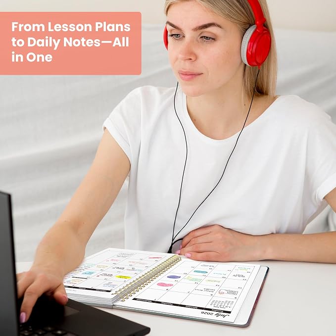 Planner 2026-2027, Monthly and Weekly Calendar Academic Planner July 2026 - June 2027, Hardcover Student Teacher Planning Agenda Book with Tabs, Perfect for Office School Supplies, A5 (6.3" x 8.5") - Sunset