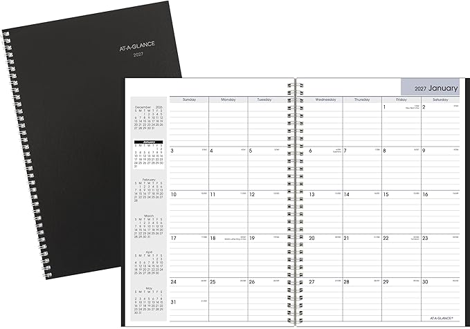 AT-A-GLANCE 2027 Planner, Monthly, 14-Month Dec-Jan, 8" x 12", DayMinder, Black (SK20027)