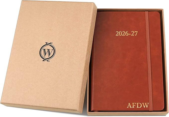 Wykeham's Executive 2026-27 Daily Journal Planner – Mid-Year Academic Diary (Personalized Brown, 8.5"×5.5")
