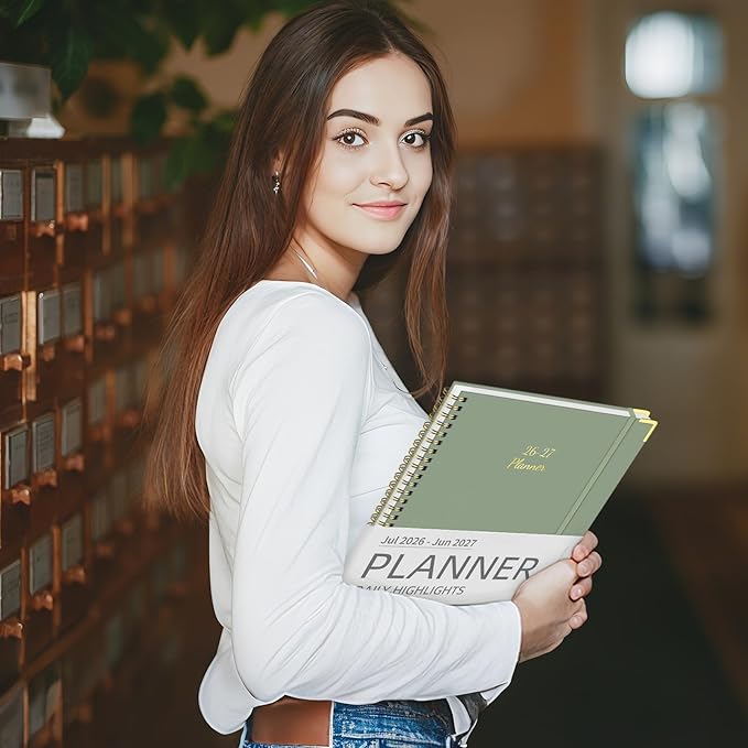 Academic Planner 2026-2027 (8.5" x 11") - Weekly & Monthly Planner (Jul. 2026 - Jun. 2027), Column View Calendar Organizers, Hardcover Agenda Book with Tabs for Office & School, Green