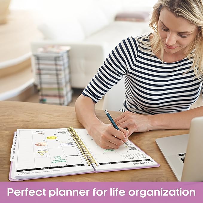 2026 Planner, Weekly and Monthly Calender Planner, Jan 2026 to Dec 2026, Hardcover 2026 Calendar Book with Tabs & Inner Pocket, Office Home School Supplies for Women & Men - A5 (6.3" x 8.5"), Boho Purple