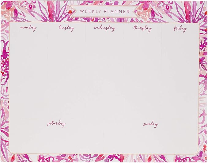 Eccolo Barbarian Collection Weekly Organizer Pad, 75 Sheets, Magnet Back, Tear Off Planning Pad for Home and Office 8x10, Lush Blooms