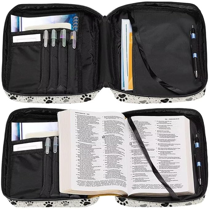 Coldinair Dog Paw Bible Case Bible Covers for Women Girls Beige Bible Bag Bible Carrying Case for Kids,Bible Cover Church Bag Bible Tote for Men