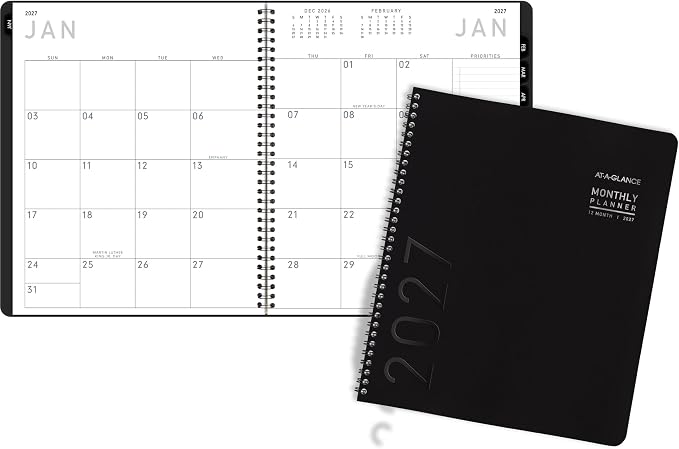 AT-A-GLANCE 2027 Planner, Monthly, 9" x 11", Contemporary Lite, Black (7026XL0527)