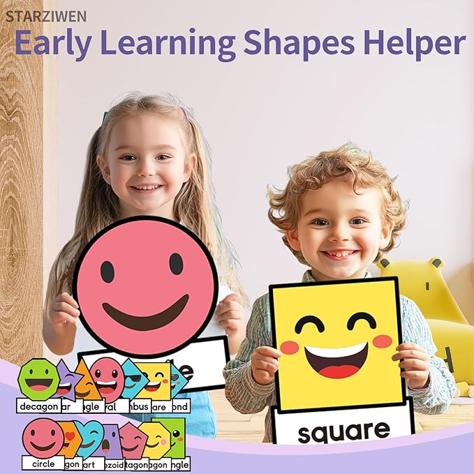 14Pcs Shapes Bulletin Board Set, Jumbo 10x12 Inch 2D Geometric Shapes Posters for Classroom Wall, Rainbow Educational Cutouts with Glue Points for Kindergarten and Preschool Decor